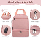 Pump Bag, Breast Pump Carrying Bags with Ice Pack & Waterproof Mat, Breast Pump Bag Compatible with Spectra S1 S2, Pumping Bags Milk Bottle Cooler for Work Travel Camping, Pink