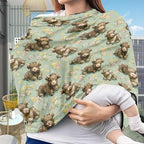 Binienty Highland Cow Baby Car Seat Cover for Boys Girls,Boho Floral Infant Carseat Cover Multi Use Baby Nursing Cover, Shopping Cart/High Chair/Stroller Cover
