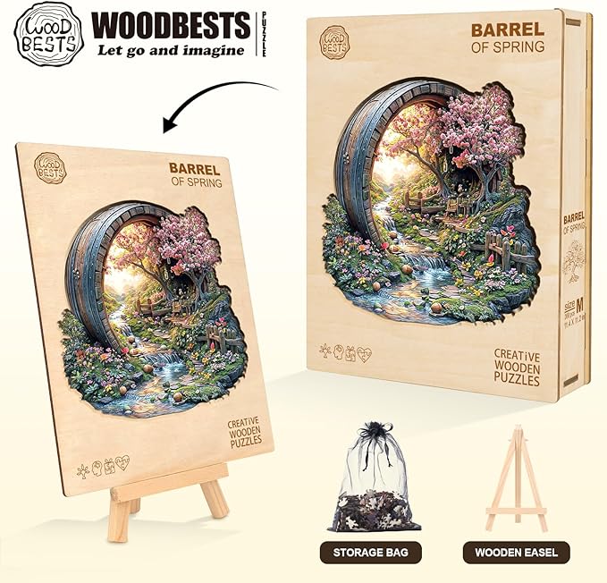 Wooden Puzzles for Adults, Spring Flower Wooden Jigsaw Puzzle for Adults, 280 Piece Unique Animal Shape Wood Puzzles Adult, Birthday Party Gifts for Friends & Family Game Home Decor (L-13.4 * 13.1in)