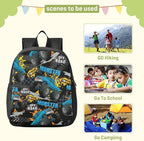 Toddler Monster Truck Waterproof Mini Backpack Boys/Girls Cute Small Kindergarten Pre School Bag (S)