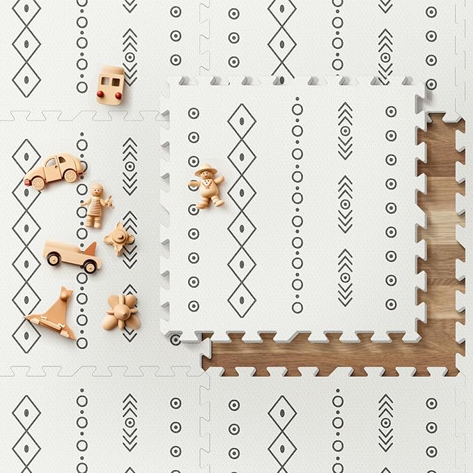Baby Foam Play Mat, PIGLOG 72x48 Baby Crawling Mat, Floor Mats for Kids for Infants with Interlocking Floor Tiles, Toddler Playmats for Indoor and Outdoor, Easy to Clean Playroom Mats, Bohemia
