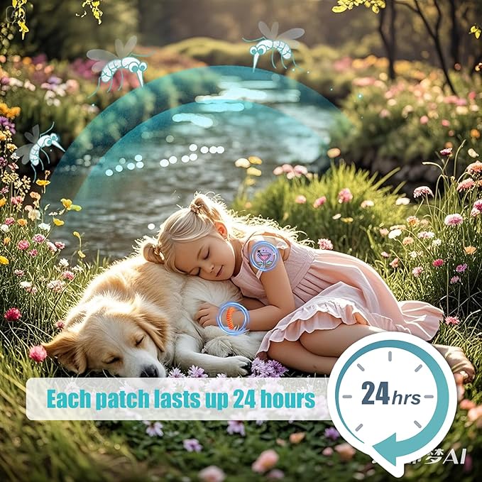 360Pcs Mosquito Patches Stickers,Natural Plant Based Individually Wrapped Mosquito Stickers with 6 Pack Mosquito Repellent Bracelets for Kids Adult Outdoor Hiking, Camping, Travel