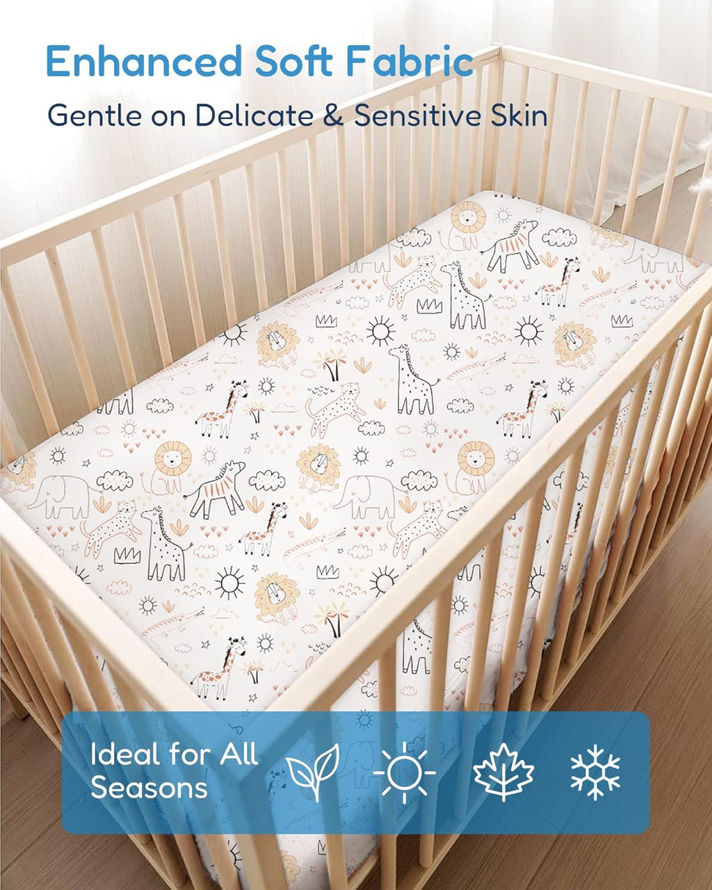 Baby Crib Sheets Boy Girl for Standard Crib Mattress - Orange Cloud and Rainbow Design Crib Sheet, Ultra Soft, Durable, Comfortable Fitted Crib Sheet, 28''x52''x9'' Deep Pocket