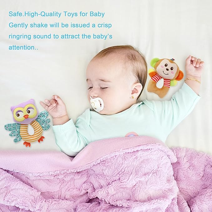 BLOOBLOOMAX Sock rattles for Babies 0-24 Months Baby Animal Foot Finder Educational Toys