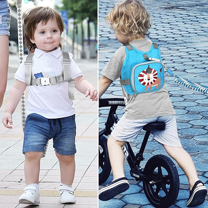 Toddler Harness Leash+ Anti Lost Wrist Link, Accmor Adorable Lion Baby Harness with Leash, Collapsible Child Anti Lost Leash Cute Kid Harness Belt Strap - Keep Kids & Babies Close While Walking