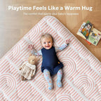 Soft Thicker Baby Mat for Floor 71"x59", Extra Large Baby Play Mat, Non-Slip Playpen Mat, Easy to Clean & Portable Playmat, Crawling Mat for Babies Toddlers, Activity Mat, Rainbow, Pink