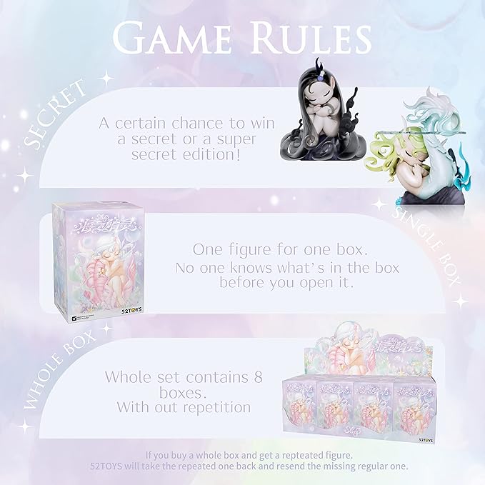 52TOYS Sleep Sea Elves Series Figurine Whole Set Action Figure Collectible Toy Desktop Decoration 3.3 Inch Gift for Birthday Party Holiday