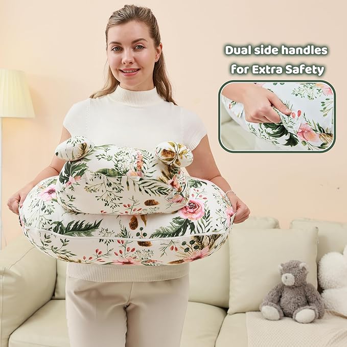 Nursing Pillow for Breastfeeding, Breast Feeding Pillow for Mom Support, Adjustable Waist Strap and Removable Cotton Cover, Rose