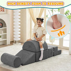 jela Foam Blocks 6Pcs Soft Play Equipment Luxury Miss Fabric, Toddler Climbing Toys Indoor Soft Play Climbing for Toddlers, Lightweight Climbing Blocks for Babies, Kids, Climb and Crawl Foam Playset