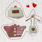 Handmade Crochet Doll Clothes - Compatible with 5.91-6.7inch (15-17cm) Dolls as Accessories , Adorably Stylish Set for Dolls, Cute Doll Outfit with Accessories ( Pink Sweater + White Hat +White Bag)