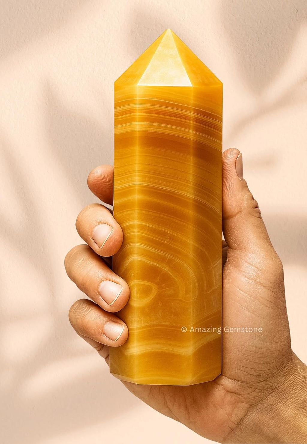 Amazing Gemstone Large Yellow Calcite Crystal Towers ~ Natural Healing Crystal Point Obelisk for Reiki Healing and Crystal Grid (5.5 to 6 INCH)