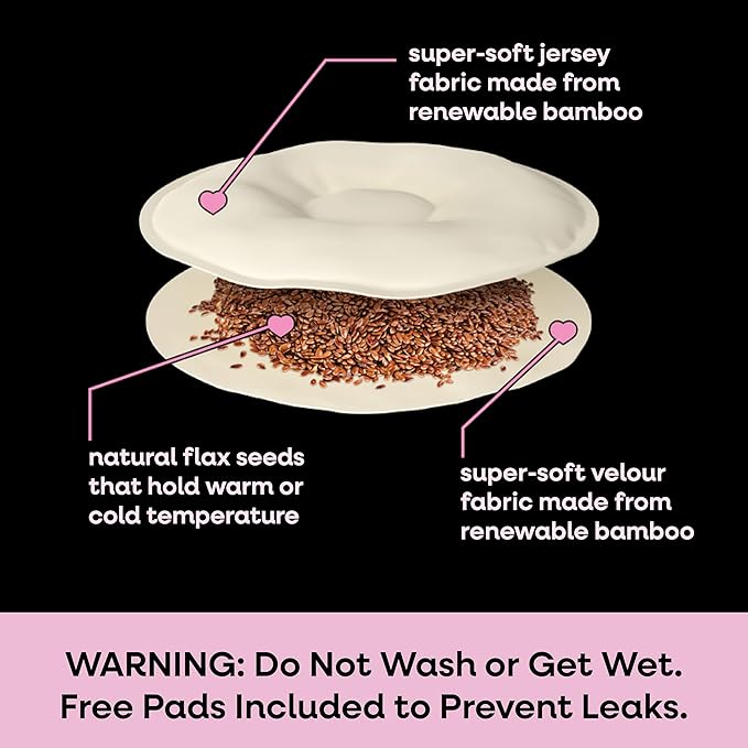 Bamboobies Soothing Nursing Pillows, Daytime Nursing Pads - Reusable, Hot Cold Compress for Breastfeeding- Discreet Leak-Proof Washable Pads for Breastfeeding - 2 Compress Pads, 2 Nursing Pads