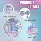 WERNNSAI Disco Ball Piñata - Disco Party Decoration for Adult Birthday Party Supplies Hanging Disco Piñata with Bat Blindfold Mirror Roller Skating Pull String, 12.2” x 12.2”