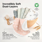 6-Pack Cotton Baby Washcloths for Newborn - Organic Cotton Muslin Soft Wash Cloths for Babies, Infant, Kids, Toddler Towels for Boy, Girl, Super Absorbent Face Cloths, Scratch-Free Baby Rags (Fleur)