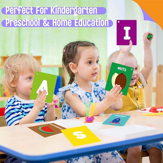 SpriteGru Alphabet Flash Cards, 52 Double Sided Cards, Uppercase & Lowercase Letter Cards, Letters and Sight Words Learning Cards for Preschool and Toddlers Learning