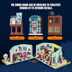 Interstellar-Diner Lighting-Building-Bricks City Set - 2188 Pcs Road UFO Drive-in Restaurant Modular Collection LED Light Space Car Restaurant Set for Adults and Travelling Enthusiasts