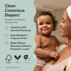 The Honest Company Clean Conscious Diapers for Delicate Skin | Up to 100% Leakproof | Hypoallergenic, Fragrance Free | Gender Neutral | Super Club Box, Size 7 (41+ lbs), 64 Count (Prints May Vary)