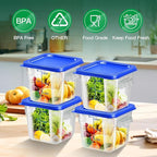 4 pcs 6qt Food Storage Containers with Lid, Square Clear Commercial Food Storage Containers with Handle and Scale for Food Storage in Home Kitchen & Dining (Blue)