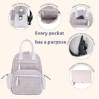 JESSIE & JAMES Saturday EDC Diaper Bag Backpack Multi Function Diaper Bag with Changing Pad & Stroller Straps_Grey