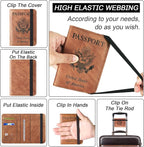Passport Holder Cover Wallet Travel Essentials Leather Rfid Blocking Case Vacation Luggage Must Haves Travel Accessories for Men Women (116#Brown)