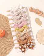 doboi 10PCS Baby Girls Headbands Hair Bows Nylon Linen Hairbands Handmade Hair Accessories for Newborn Infant Toddlers Little Girl and Kids 3.5Inches