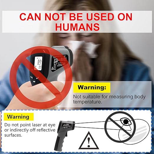 hito Infrared Thermometer Gun Laser Temperature Gun -58°F to 1112°F, Temp Gun for Pizza Oven, Cooking, Refrigerator, Pool, Reptiles, Air Conditioner, for Surface Temperature of Meat, Food, Liquid