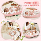 HKAI Baby Lounger – Soft Cotton Infant Floor Seat for Newborn to 24 Months, Portable Baby Essentials for Boys & Girls