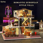 Spilay Dollhouse DIY Miniature Wooden Furniture Kit,Mini Handmade Big Castle Model,1:24 Scale Creative Doll House Toys for Adult Gift