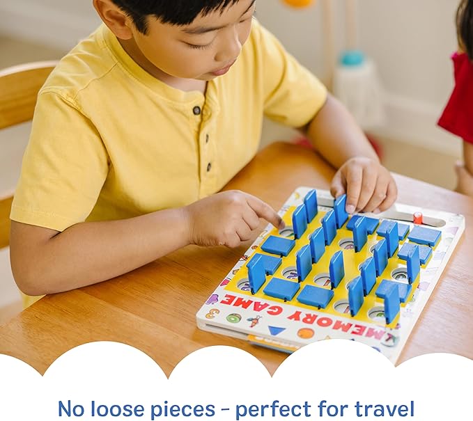 Melissa & Doug Flip to Win Travel Memory Game - Wooden Game Board, 7 Double-Sided Cards Road Trip Essentials for Kids, Hangman for Kids, Memory Toy for Toddlers and 5+
