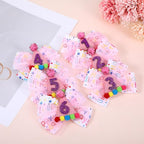 Birthday Hair Bow for Baby Girls 1 2 3 4 5 6 Year Old Sprinkle Hair Clips Happy Birthday Decorations for Girls Toddlers With Pom-Poms Ice Cream Candy Party Pink Hair Accessories for 1st Sweet Party