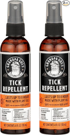 Grandpa Gus's Natural Tick Repellent Spray with Essential Oils - for Humans, DEET-Free, Up to 8 Hours of Protection, Camper Essentials, Safe Around Kids and Dogs, 4 oz (Pack of 2)
