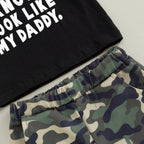 wdehow Toddler Kids Baby Boy Summer Clothes Sets 1T 2T 3T 4T 5T Letter Print Short Sleeve Tops Camouflage Shorts Outfits