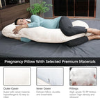 MOON PARK Pregnancy Pillows for Sleeping - U Shaped Full Body Maternity Pillow with Removable Cover - Support for Back, Legs, Belly, HIPS - 65 Inch - Ivory