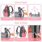 Diaper Bag Backpack with Changing Station, Large Diaper Bag, Baby Bag, Multifunctional Diaper Bag, Pinkgray