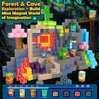 Soyee Magnetic Blocks 100 PCS Building Toys for Ages 4-8 9-12 3-5 Forest & Mine Theme Magnet Building Cubes STEM Sensory Toys for Kids Ages 3 4 5 6 7 8 9 10 11 12 Year Old Boys Girls Birthday Gifts