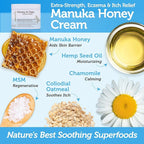 Eczema Cream with Manuka Honey & Colloidal Oatmeal – Extra Strength Anti Itch Cream for Dry, Sensitive Skin – Dermatitis & Itchy Skin Relief Moisturizer for Adults & Kids– Steroid Free Face & Body Use