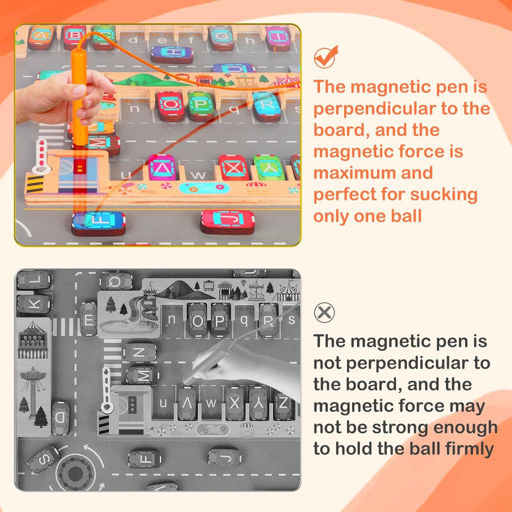 Magnetic Fidget Toys Handheld Game for Kids & Teens, Montessori Wooden Puzzle Game Board,Fine Motor Skills Educational Sensory Toys & Stress Relief Party Favors Toy &Best Gifts for Preschoolers