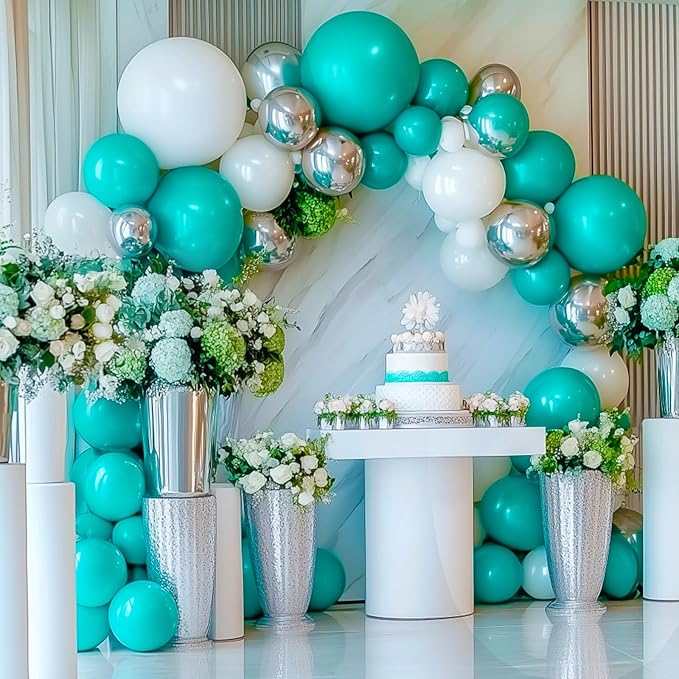 RUBFAC 129pcs Teal Blue Balloons Different Sizes 18 12 10 5 Inch Latex Turquoise Teal Balloon Garland Arch for Party Decoration Birthday Wedding Engagements Anniversary Baby Shower Party Supplies