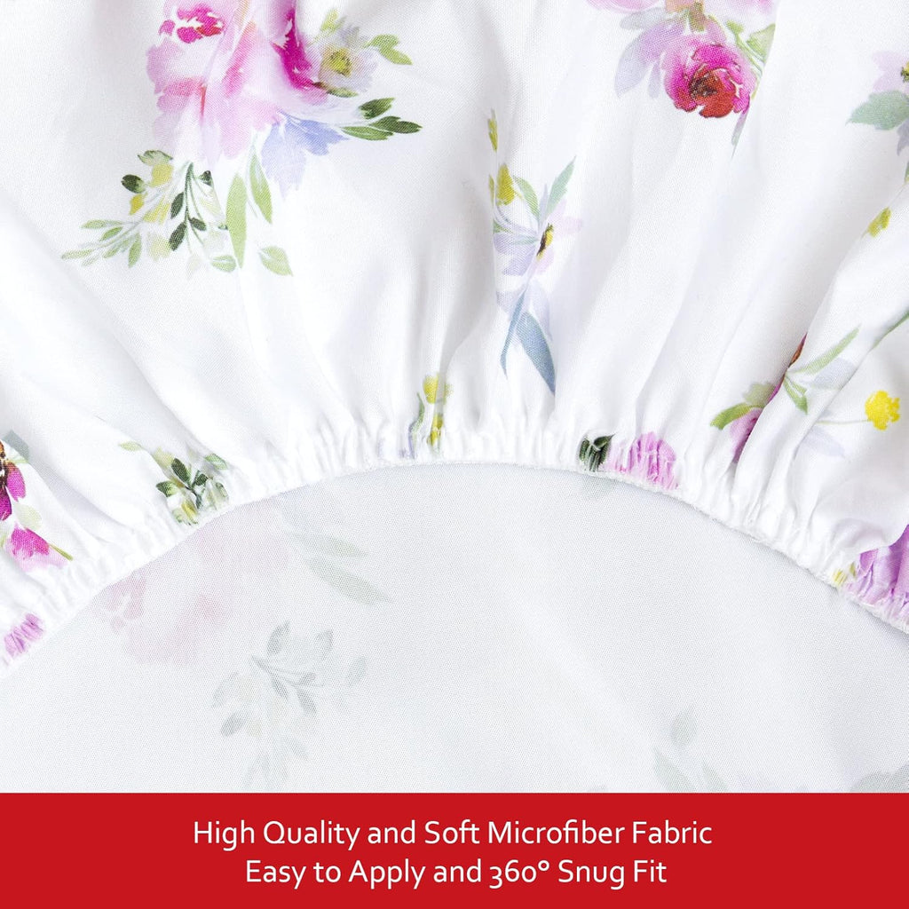 Crib Sheets Girls 4 Pack, Fitted Crib Sheets for Standard Size Crib and Toddler Mattresses, Soft and Breathable Baby Gift Girl Set, Floral