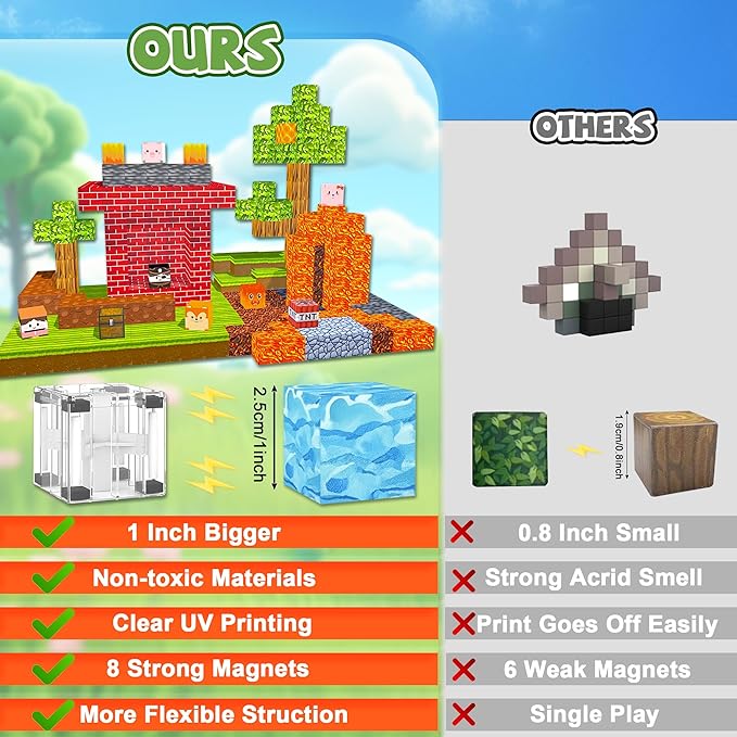 Magnetic Blocks, 100PCS Magnetic Building Blocks, Magnet Cubes Sensory Toys for Kids, Toddler Stacking Magnets Toys for Ages 3+ Boys Girls Birthday Gifts, 1 Inch