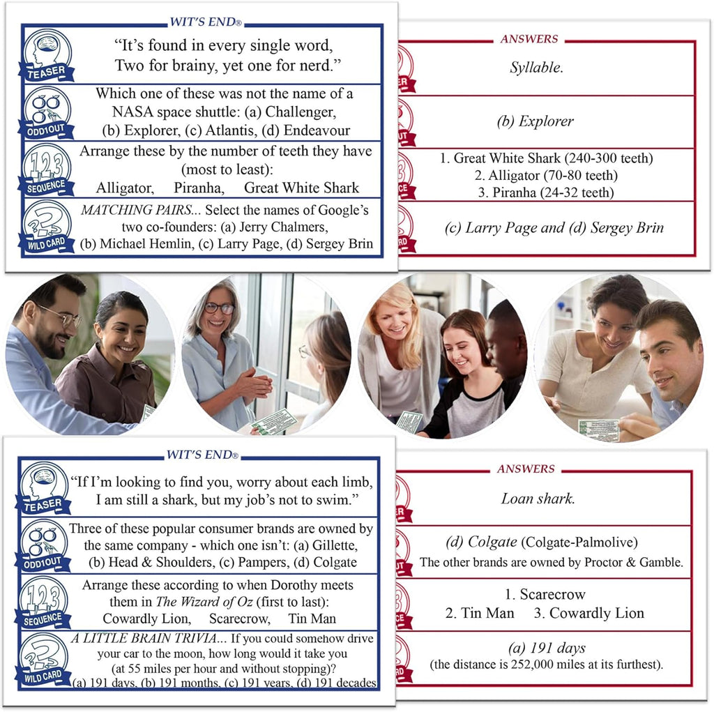 Wit's End — A Smart, Mind-Bending Trivia & Brain Teaser Game That Will Challenge Your Wits & Knowledge — Adult & Family Night Fun