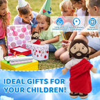 Brown Jesus Plush Doll Guardian Baptism Stuffed Plushie Savior Toy Gifts for Church Sunday School Religious Easter Gift (RED)