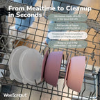 WeeSprout Suction Bowls for Baby & Toddlers (Set of 2) - 100% Silicone w/Plastic Lid - Leak Proof Feeding Supplies - Dishwasher & Microwave Safe Infant Dinnerware w/Extra Strong Base