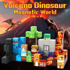 Dinosaur Magnetic Blocks,Dino Volcano World Magnet Building Toys, Sensory Montessori Toys for STEM Learning, Toddler Gift for Boys & Girls Age 3-4 4-5 6-8