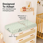 2-Pack Organic Changing Pad Covers for Girl, Boy, Neutral - 100% Cotton Changing Table Pad Cover, Soft Baby Nursery Diaper Changing Pad Sheets, Contour Changing Pads Liners, Change Pad Cover (Herb)