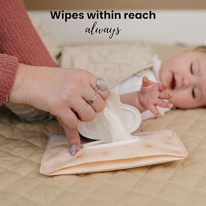 Lion & Light® Baby Wipes Dispenser | 2-pack Travel Wipes Case | Wipe Holder for Diaper Bag | Portable & Refillable Wet Wipe Pouch | Reusable Wipes Case