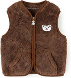 Baby Boys Girls Fleece Vest Zip Up Cute Bear Jackets Fuzzy Fall Winter Warm Clothes Newborn Outwear for Toddler Infant