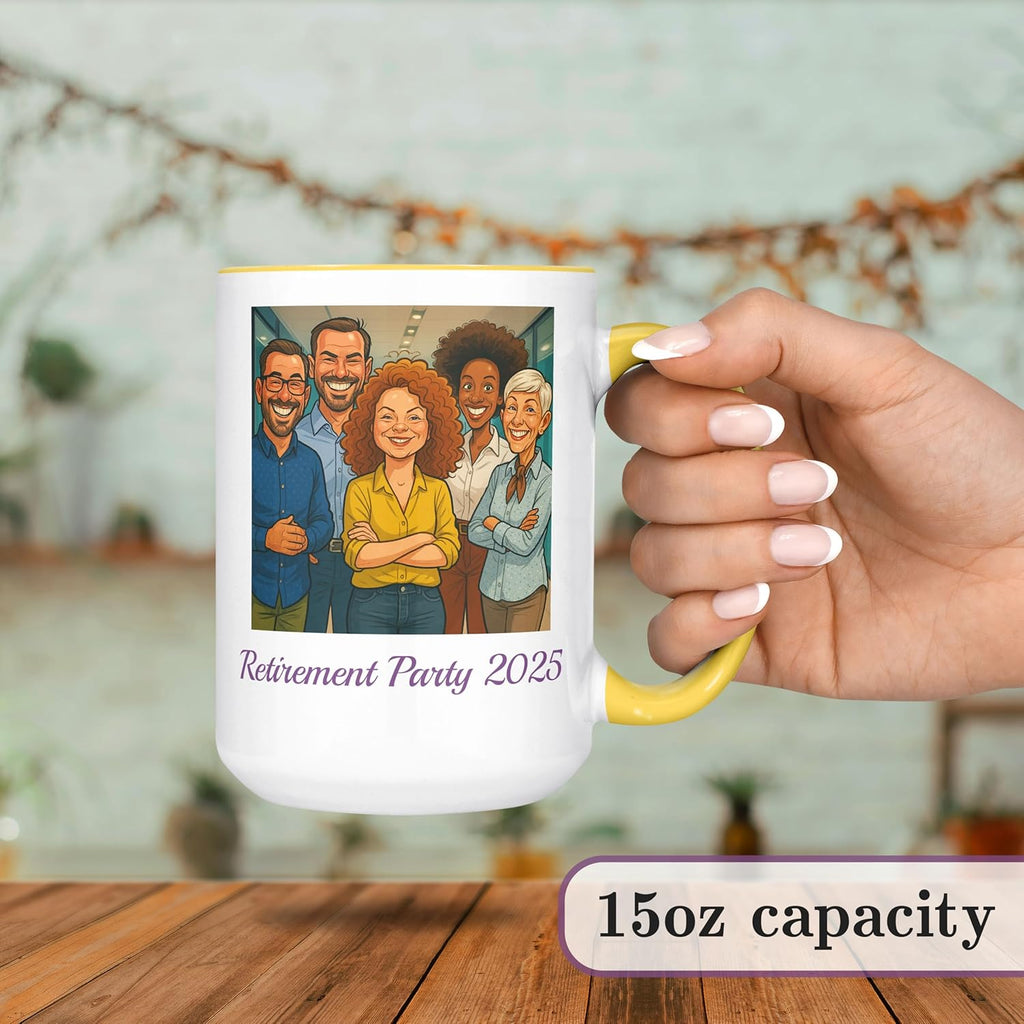 Personalized Coffee Mug, Custom Photo Caricature Gift, Funny Customized Coffee Gift for Men & Women, Custom Mugs with Pictures, Yellow 15oz Customized Ceramic Tea Cup