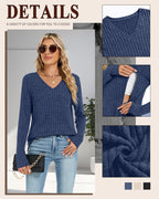 3 Pack Women's Maternity Nursing Tops, V Neck Breastfeeding Sweaters Long Sleeve Hidden Zipper Shirts