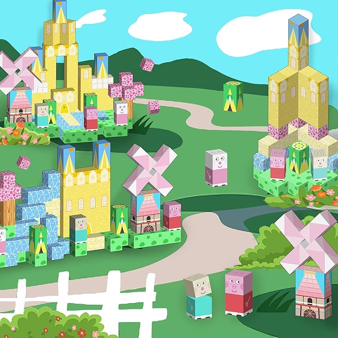 Magnetic Blocks 128 PCS Magnetic Building Blocks Cubes Gift Set for Girls and STEM Learning Preschool Learning Construction Toys